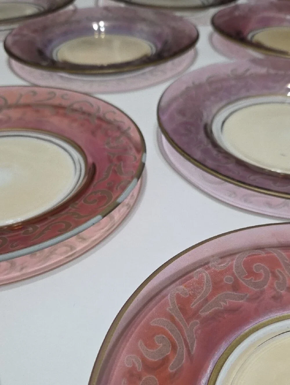 Elegant PIER 1 Rose Glass Dessert Plates - Set of 12